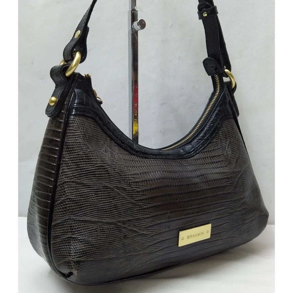 Brahmin Bekka Brown Leather Zipper Closure Hobo Shoulder Bag